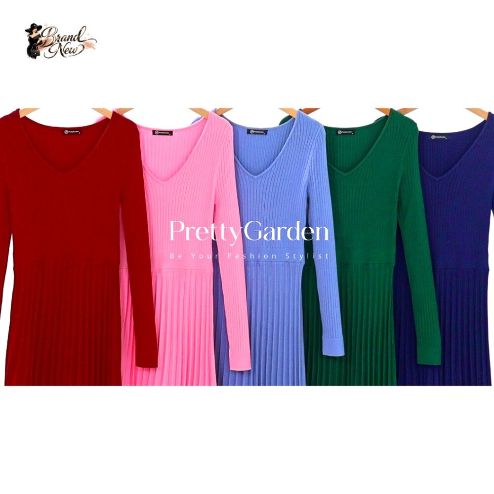 Viscose Polyester Polyamide Ribbed Knit Pleated M… - image 7